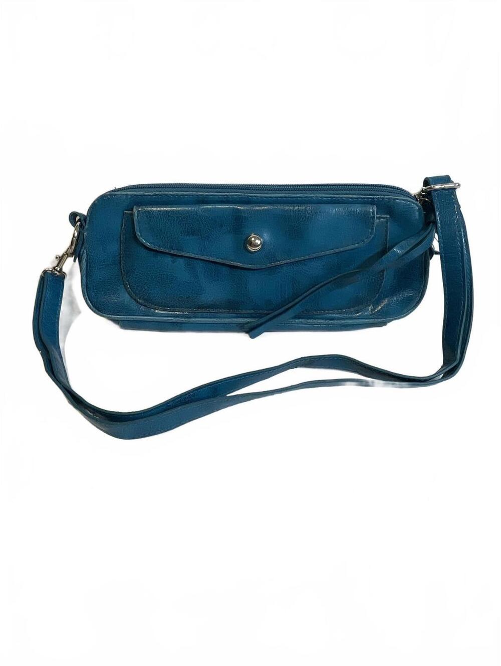 Altar'd State Purse Faux Leather Turquoise Bag With Pockets 11.5in